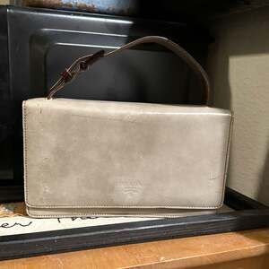 Vintage 90s Prada Brown Glazed Leather Shoulder Bag Made in Italy